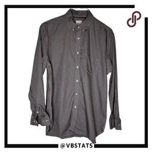 WRK Men's‎ Plaid Cotton Button Down Shirt Black White Size 17.5 34-35